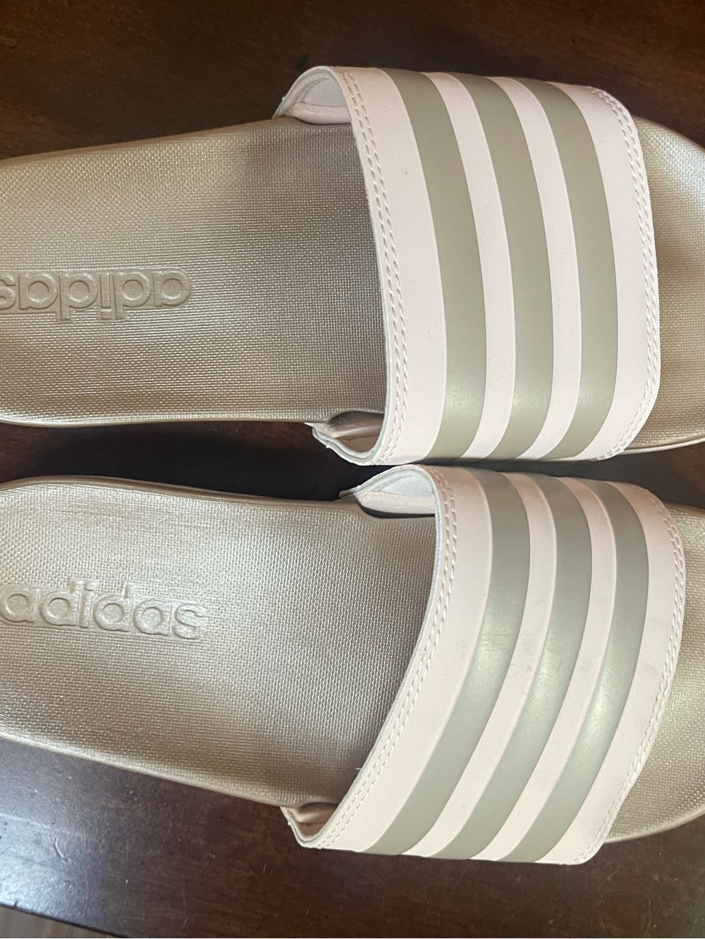 adidas Women’s Slide Sandals in White and Silver